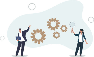 Quality assurance with process monitoring and control .flat vector illustration.