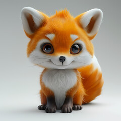 Fototapeta premium A cute and happy baby fox 3d illustration