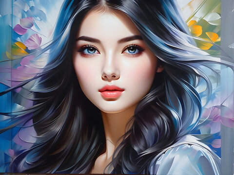 Enigmatic Charm Mystical Girl in Watercolor, Captivating Beauty Girl in Watercolor, Mysterious Allure Watercolor Portrait of a Girl, Bewitching Elegance Watercolor Painting of a Girl(Generative AI)