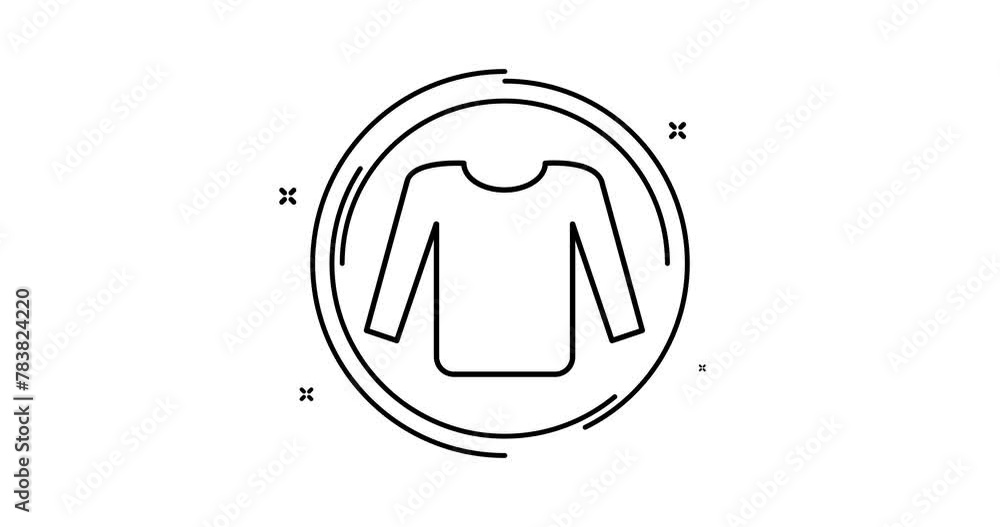Poster sweater animated outline icon. sweater rotation appearance 4k video animation for web, mobile and ui