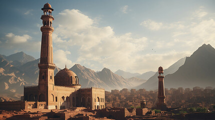minar e pakistan off pakistan with badshai mosque --ar 16:9 --v 5.2 Job ID:...