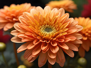 orange gerber daisy. flower, nature, orange, dahlia, yellow, daisy, garden,Ai generated  - obrazy, fototapety, plakaty