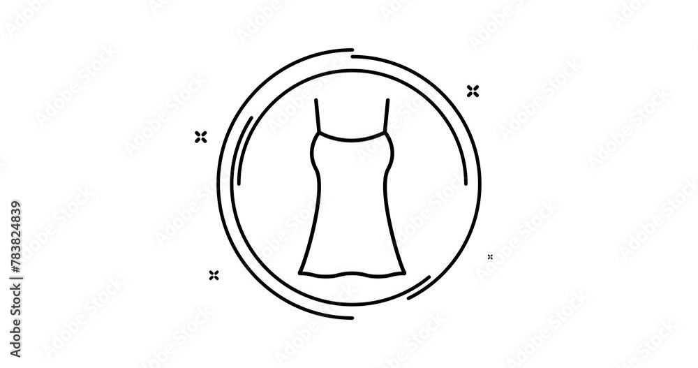 Poster nightie animated outline icon. nightie rotation appearance 4k video animation for web, mobile and ui