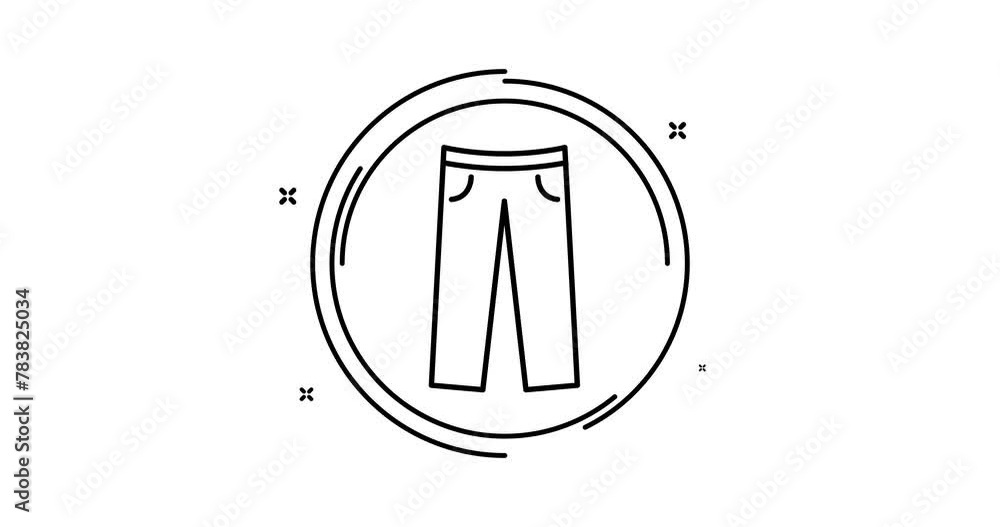 Poster pants animated outline icon. pants rotation appearance 4k video animation for web, mobile and ui des