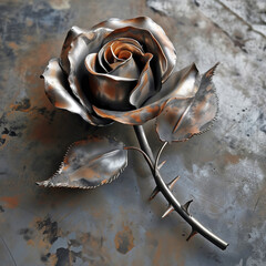 Rose flower made of metal