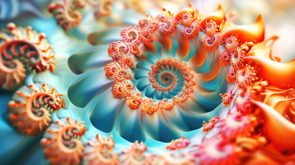 Abstract background with colorful spiral pattern fractal shapes, modern art wallpaper.