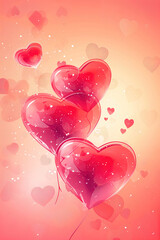 Love background with hearts, Valentine's day romantic background. - obrazy, fototapety, plakaty