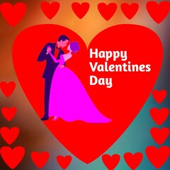 wedding invitation card with bride Couples valentine's Day surprise gift box happy valentines Day with beautiful couple and heart box