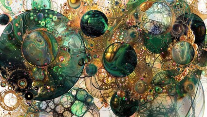 Obraz na płótnie Canvas Intricate, visually stunning digital artwork with a kaleidoscopic, organic design, blending vibrant colors, intricate patterns, and dynamic shapes to create a mesmerizing, immersive composition.