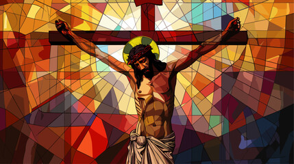 Good friday stained glass illustration of Jesus Christ