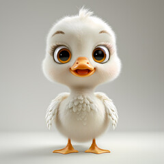A cute and happy baby goose 3d illustration