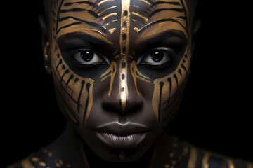 African-Inspired Tribal Face Paint Portrait