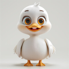 A cute and happy baby goose 3d illustration