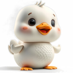 A cute and happy baby goose 3d illustration