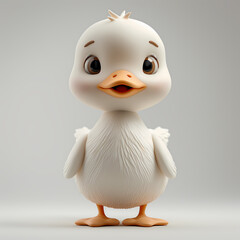A cute and happy baby goose 3d illustration