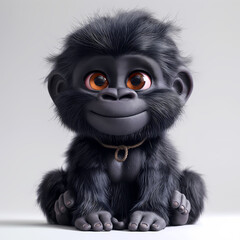 Fototapeta premium A cute and happy baby gorilla 3d illustration