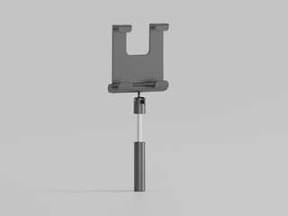 Selfie stick with mobile with white background 