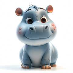 Naklejka premium A cute and happy baby hippo 3d illustration