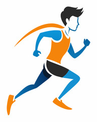 Silhouettes of runner for  symbol, logo, web icon, sign
