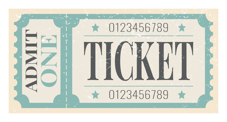 Retro ticket with aged effect.  Classic vintage style. Vector ilustration. © Nimfa Design
