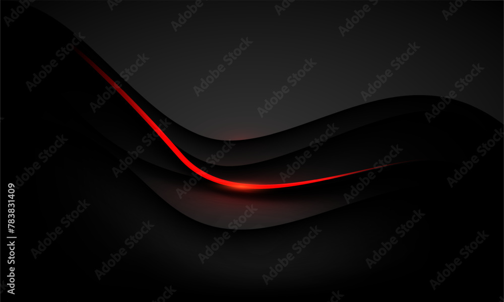 Poster abstract red light lines curve black shadow overlap with blank space design modern luxury futuristic