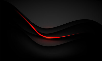 Abstract red light lines curve black shadow overlap with blank space design modern luxury futuristic creative background vector