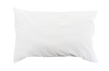Top view of white pillow with case after guest use in hotel or resort room isolated with clipping...