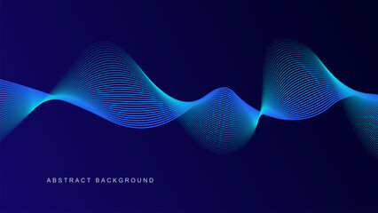 Dark blue abstract background with glowing wave lines. futuristic background Modern concept technology. Vector illustration