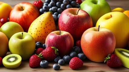 Naklejka na ściany i meble A vibrant array of fresh fruits ready to be enjoyed