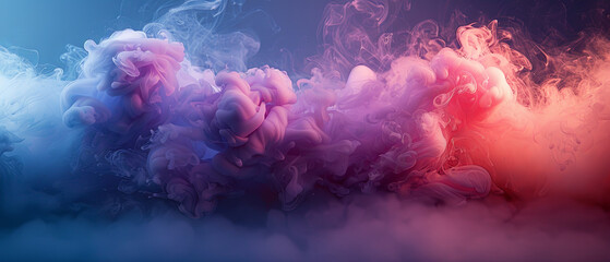 Abstract Pink and Blue Smoke Art on Dark Background - obrazy, fototapety, plakaty