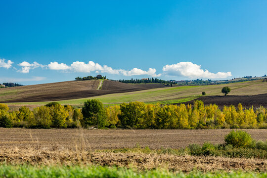 Beautiful autumn day in Tuscany, Italy, travel perspective from amazing tourist destination in Europe