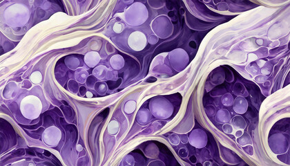 Lavender seamless organic liquid pour bubble textured background, abstract illustration. - 783836452