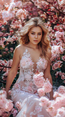 Serene Beauty in Blossom - Woman Among Spring Cherry Blossoms