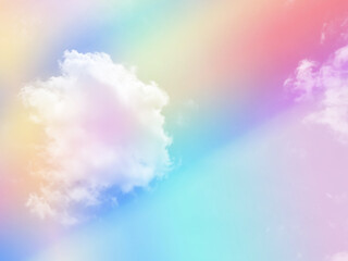 beauty sweet pastel red and yellow colorful with fluffy clouds on sky. multi color rainbow image. abstract fantasy growing light