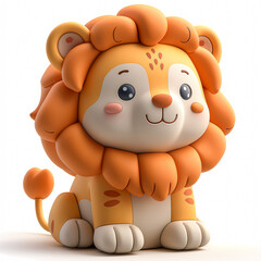 Naklejka premium A cute and happy baby lion 3d illustration