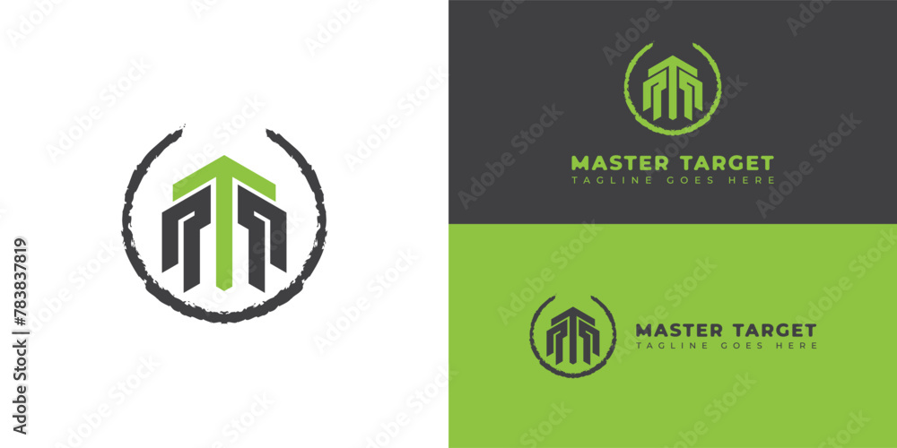 Aufkleber abstract initial letter mt or tm logo in black and green color isolated on multiple background color