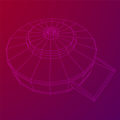 Anti-tank land mine. Army explosive weapon. Military object. Vector illustration. Wireframe low poly mesh vector illustration