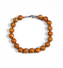 Natural Jade gemstone bracelet on white background