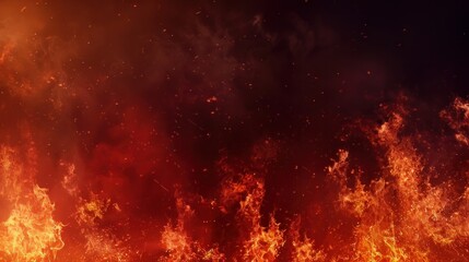 Intense flames fiercely blazing upward, creating a dramatic and powerful background