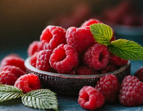 fresh raspberries in a bowl
