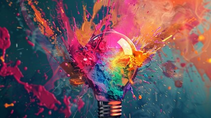 A dynamic image capturing the explosion of a colored light bulb