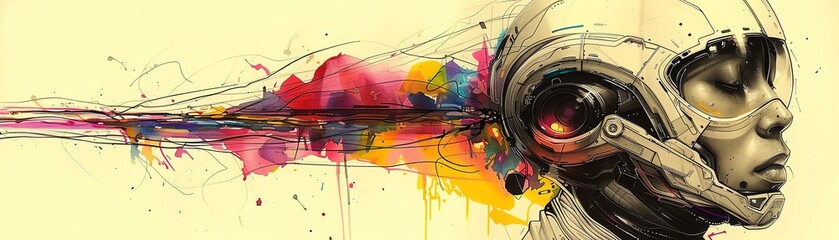 Capture the intricate details of a nano-enhanced robotic exoskeleton in grayscale pen and ink, emphasizing its sleek design and advanced features