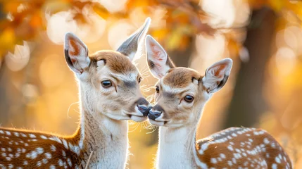 Fotobehang Doe and fawn fallow deer © asmara