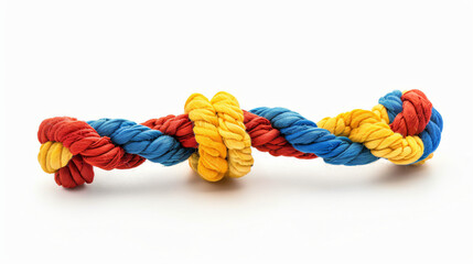 Dog toy colourful cotton rope for games isolated