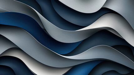 Abstract Blue and White Background With Wavy Lines
