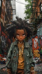 Obraz na płótnie Canvas Urban Explorer: A Youthful Vision child Amidst Concrete and Color