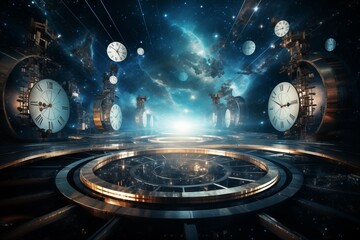 Abstract clock and time - obrazy, fototapety, plakaty