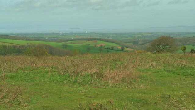 View from Cothelstone Hill towards the Bristol Channel and Hinkley Point, Somerset, England