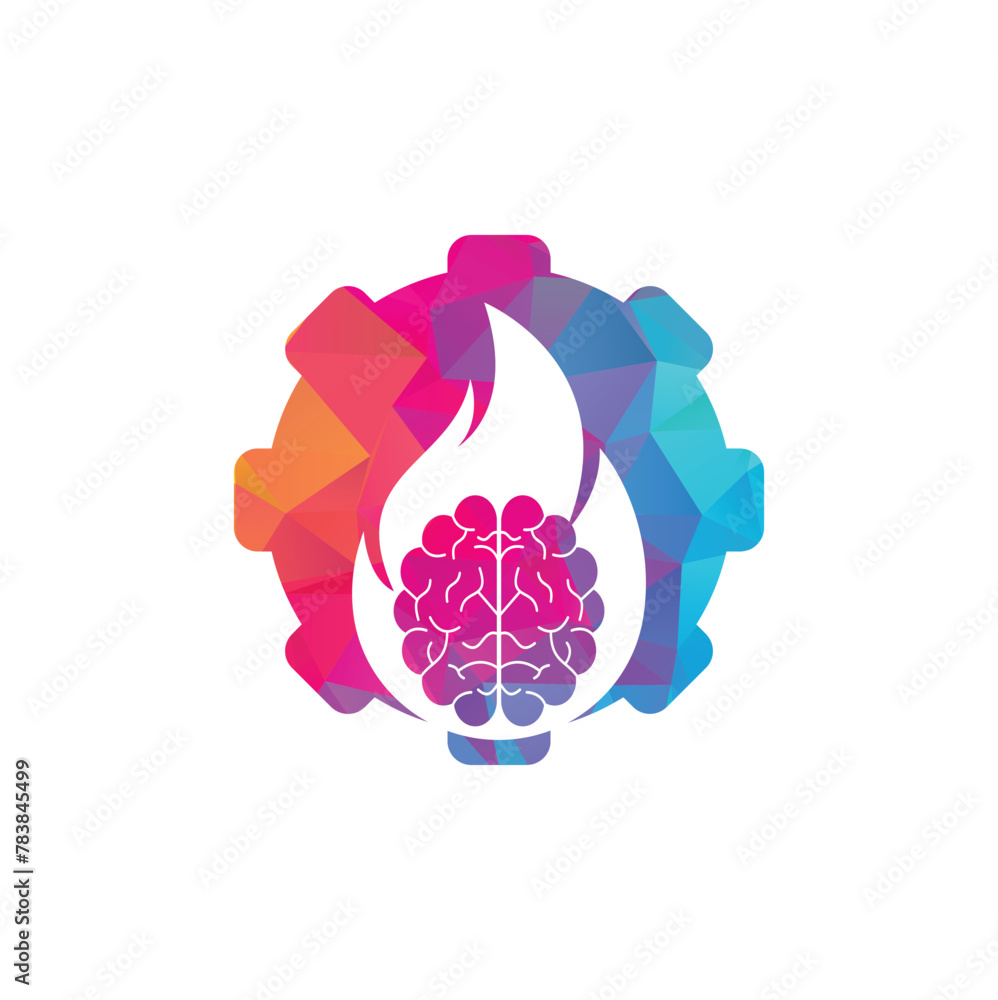 Canvas Prints fire brain gear shape concept vector logo design template.