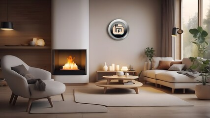 living room with fireplace